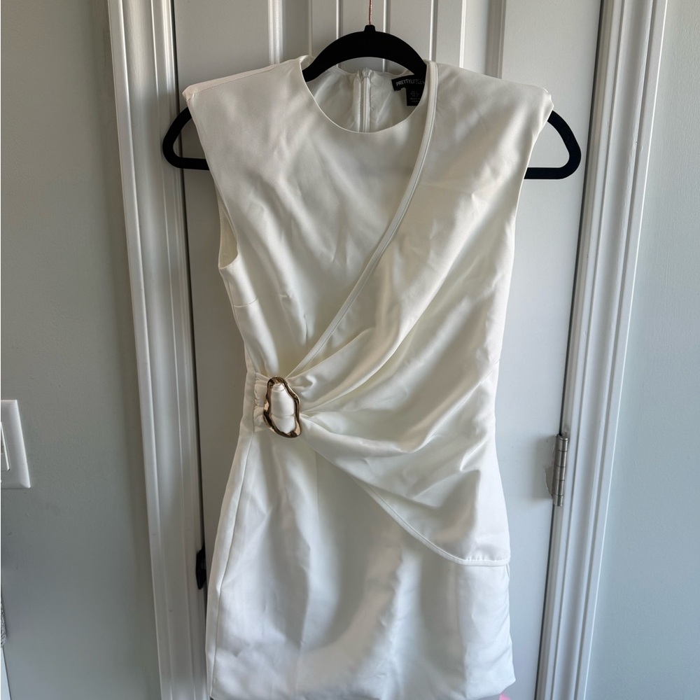 PrettyLittleThing Ivory Wrap Mini Dress